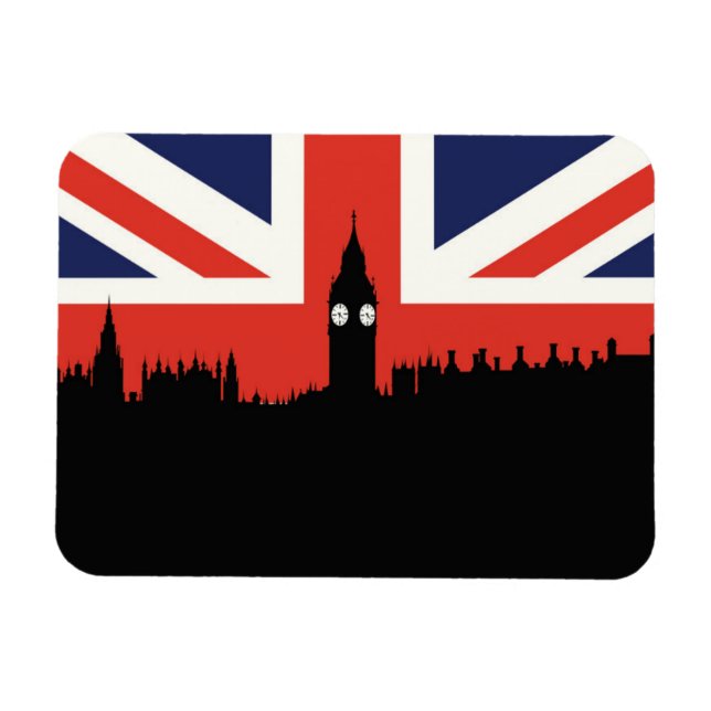 Íman London Skyline | Bandeira Britânica (Horizontal)