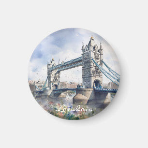 Íman London Tower Bridge Viagem Watercolor