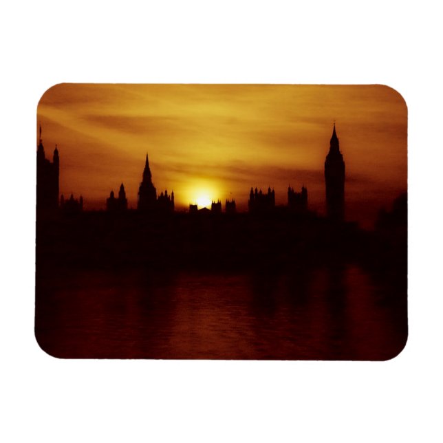 Íman Londres-Big Ben-Elizabeth Tower-Sunset-Magnet (Horizontal)