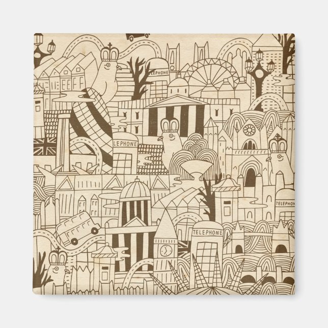 Íman Londres Desenhada em Papel Antigo (Frente)