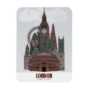 Íman Londres em Nuvens Vermelho e Verde
