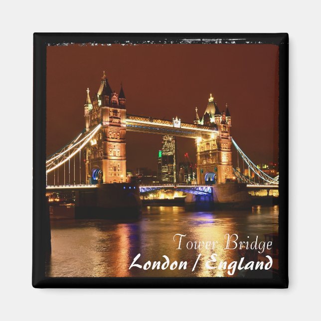 Íman Londres - Famous, Tower Bridge at Night (Magnet) (Frente)