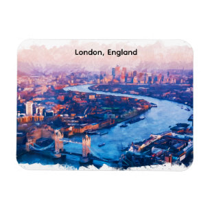 Íman Londres Inglaterra Aquarela Paisagem Aérea da Cida