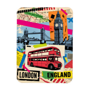 Íman Londres Inglaterra Arte Pop Retro Ônibus Viagem Vi