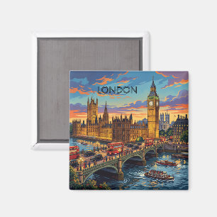 Íman Londres Inglaterra Viagem Arte Vintage