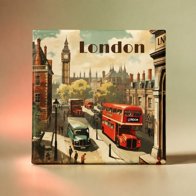 Íman Londres Vintage Big Ben Texto Personalizado (Criador carregado)