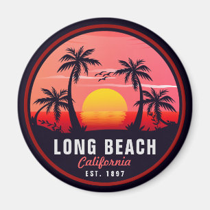 Íman Long Beach California Retro Sunset Souvenirs 80s