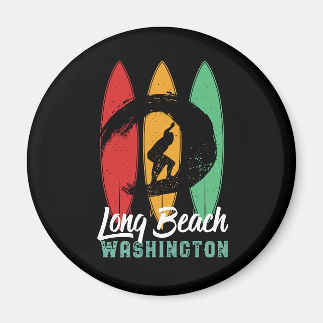 Íman Long Beach Washington Vintage Retro Surfing (Frente)
