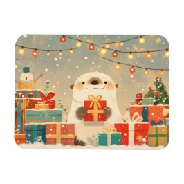 Íman Lontra Fofa com Presentes de Natal
