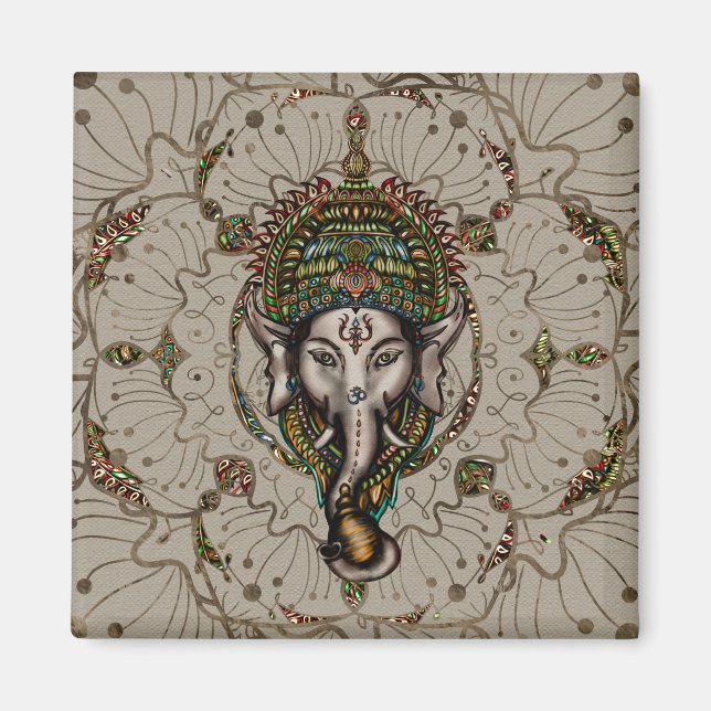 Íman Lord Ganesha - Cor na Canvas (Frente)