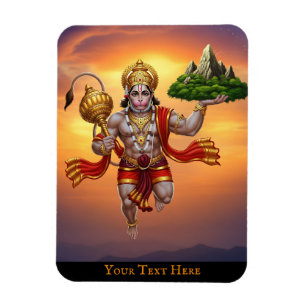 Íman Lord Hanuman Voando Levantando Montanha