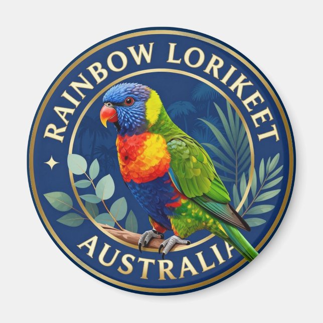 Íman 🦜 Loriqueet Arco-íris Austrália Ave Tropical (Frente)