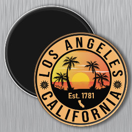 Íman Los Angeles California Retro Sunset Souvenirs Palm