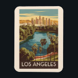 Íman Los Angeles Echo Park Lake Viagem Art Vintage<br><div class="desc">Viagem de vetor retrovetor de Los Angeles. Los Angeles é uma cidade em expansão no sul da Califórnia e o centro da indústria cinematográfica e televisiva do país.</div>