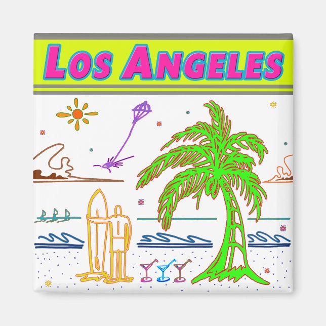 Íman "Los Angeles" Surfer Beach Magnet (Frente)