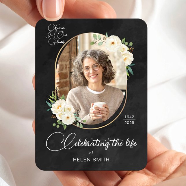 Íman Loss of Mom Gift Memorial Keepsake Floral Photo  (Floral Photo Loss of Mother Gift Memorial Keepsake Magnet, Celebration of Life, 3 x 4 Magnets)