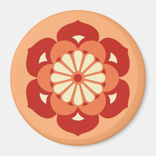 Íman Lotus Flower Mandala, Pastel Orange e Mandarin (Frente)