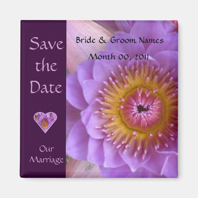 Íman Lotus Flower Weding The Date Magnet (Frente)