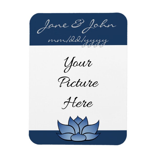 Íman Lotus requintado no ímã Blue Save-the-Date (Vertical)