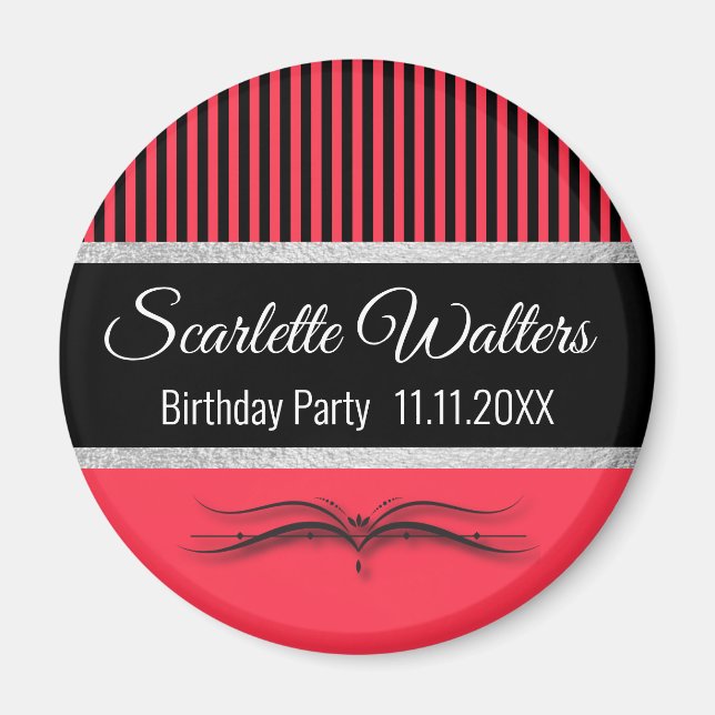 Íman Lotus Scroll & Stripes - Folha de Prata (Frente)