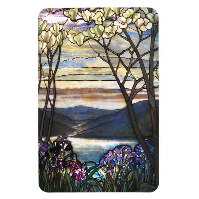 Íman Louis Comfort Tiffany - Vidro Estreito 4 Magnolias (Vertical)