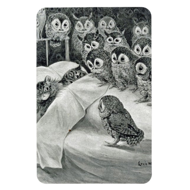 Íman Louis Wain Cat Nightmare Owl Bird (Vertical)