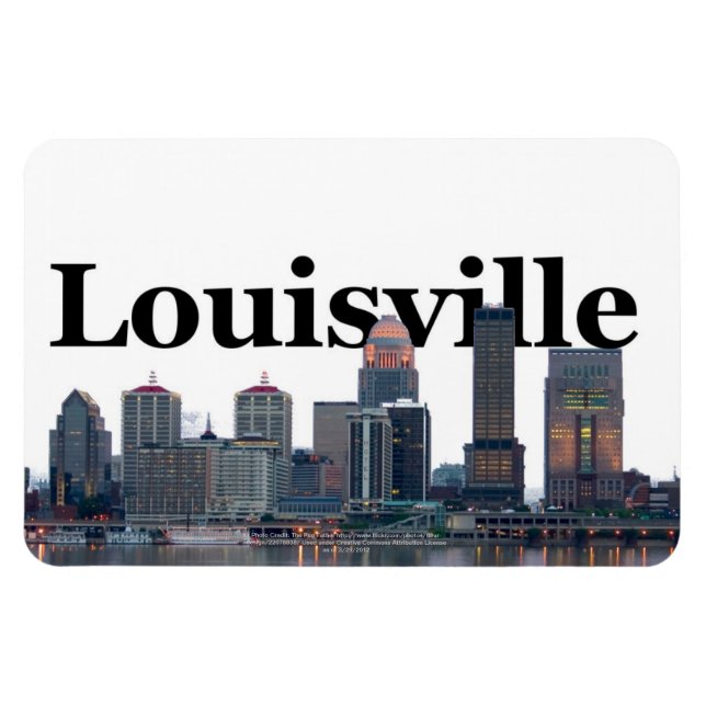 Íman Louisville KY Skyline com Louisville no céu (Horizontal)