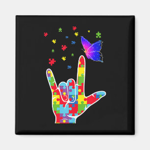 Íman Love ASL Sinal Language Quebra-cabeça Butterfly Au