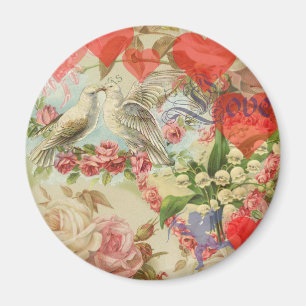 Íman Love birds vintage antique heart love