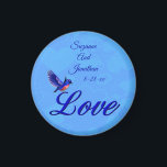 Íman Love Bluebird Personalized Wedding<br><div class="desc">Love in elegant letters with a pretty bluebird wedding favor refrigerator magnet. Fill in your information in the template. Make more changes to text and font size, style, and color by clicking on Customize. This image is available on many products in my gallery. Please visit Smilin' Eyes Treasures to see...</div>