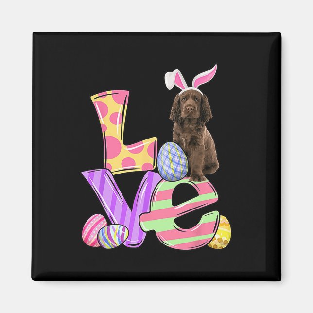 Íman Love Bunny Sus Spaniel Dog Easter Ovos Dia da Pásc (Frente)