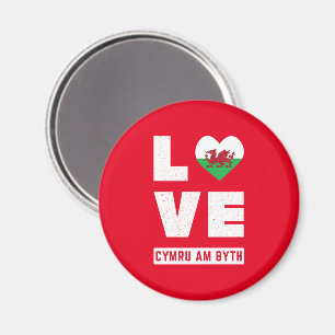 Íman Love Cymru Am Byth Wales Flag Welsh Roots Vintage