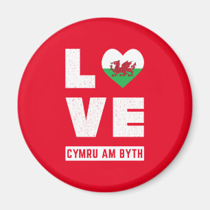 Íman Love Cymru Am Byth Wales Flag Welsh Roots Vintage