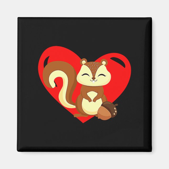 Íman Love Heart Graphic Valentines Day Squirrel Boys K  (Frente)