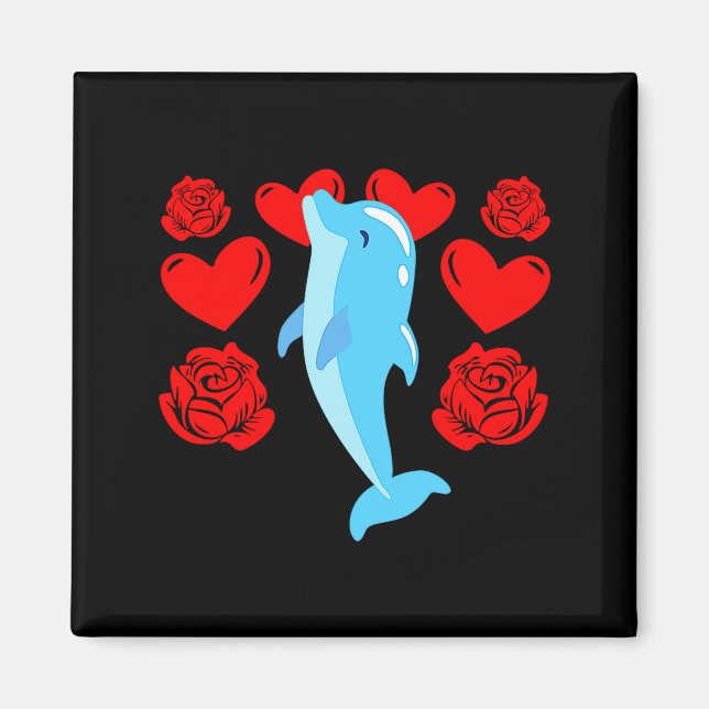 Íman Love Heart Valentines Day Roses Dolphin Boys Kids  (Frente)