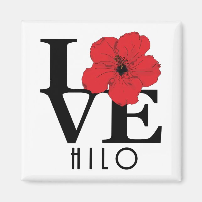 Íman LOVE Hilo Hawaii Red Hibiscus (Frente)