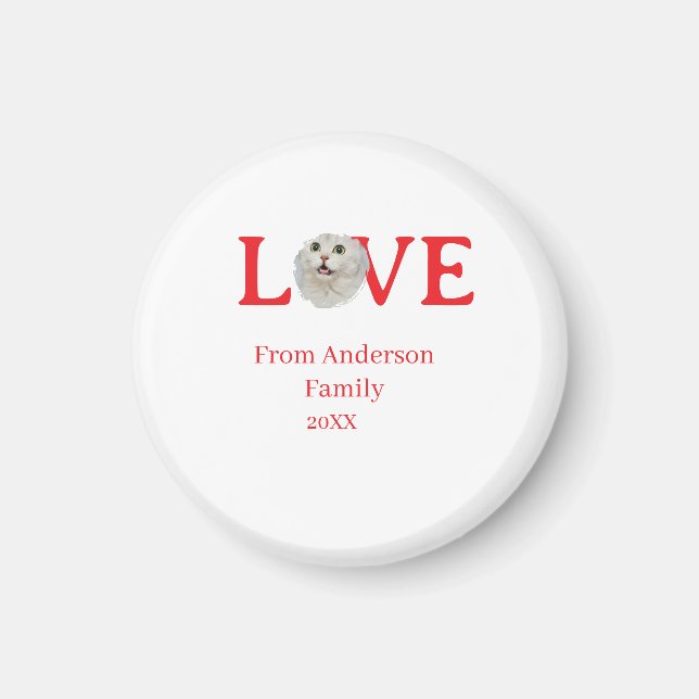 Íman Love holidays cat photo pet family name bold lette (Frente)