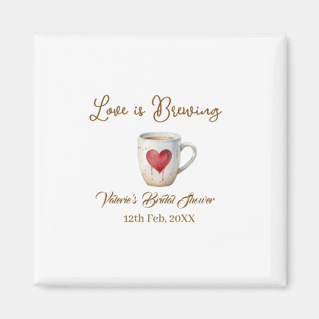 Íman Love is Brewing white coffee mug heart bridal show (Frente)
