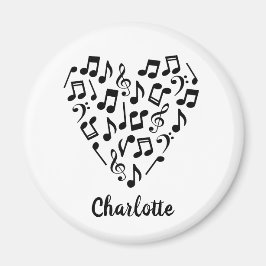 Íman Love Music Black Music Notes Heart Name Magnet