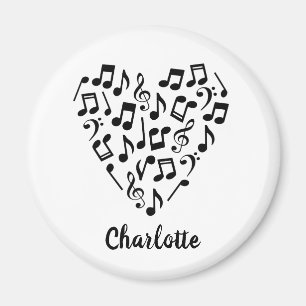 Íman Love Music Black Music Notes Heart Name Magnet