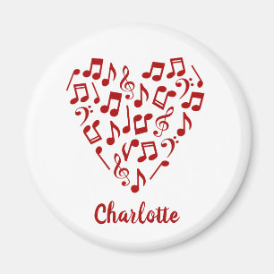 Íman Love Music Heart of Red Music Notes with Name