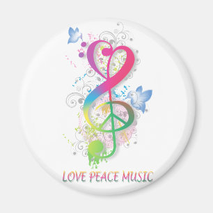 Íman Love Peace Music Splatter espirra flores pássaros