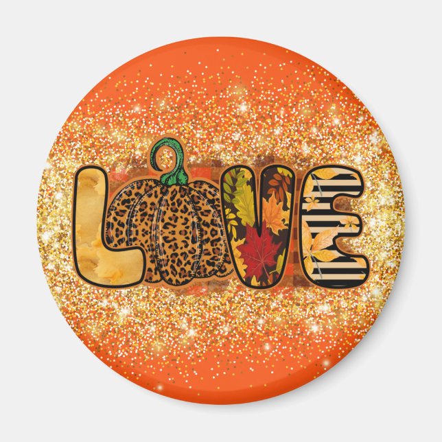 Íman Love Pumpkin Autumn Personalizar Texto e Cor (Frente)