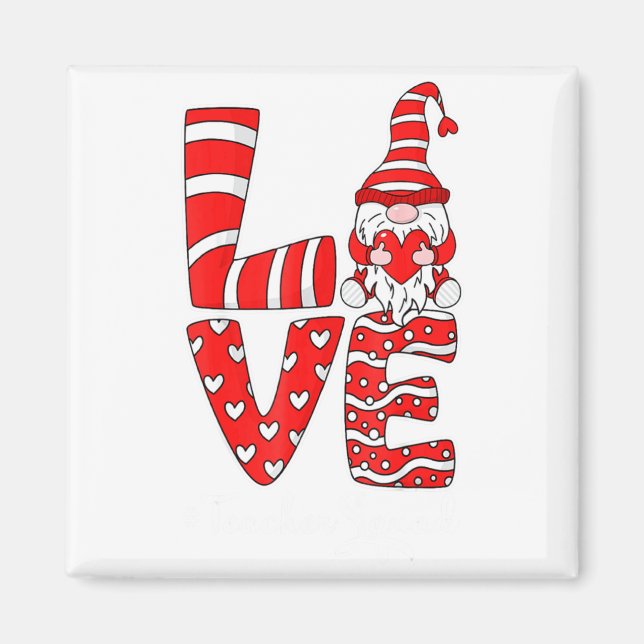 Íman Love Teacher Squad Gnome Hearts Valentines Gnome T (Frente)