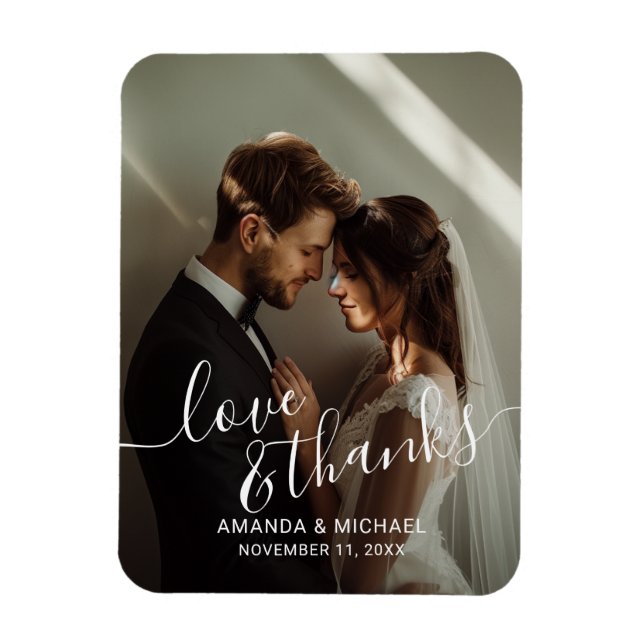 Íman 'Love & Thanks' Custom Photo Wedding Favor (Vertical)