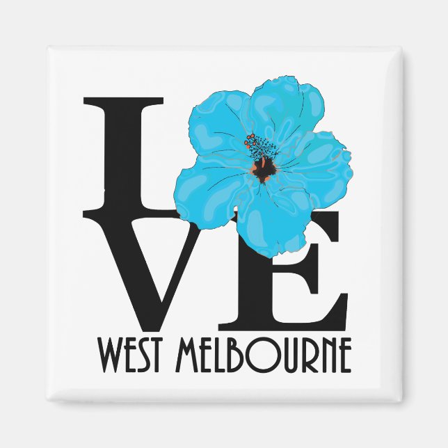 Íman LOVE West Melbourne (hibisco azul) (Frente)