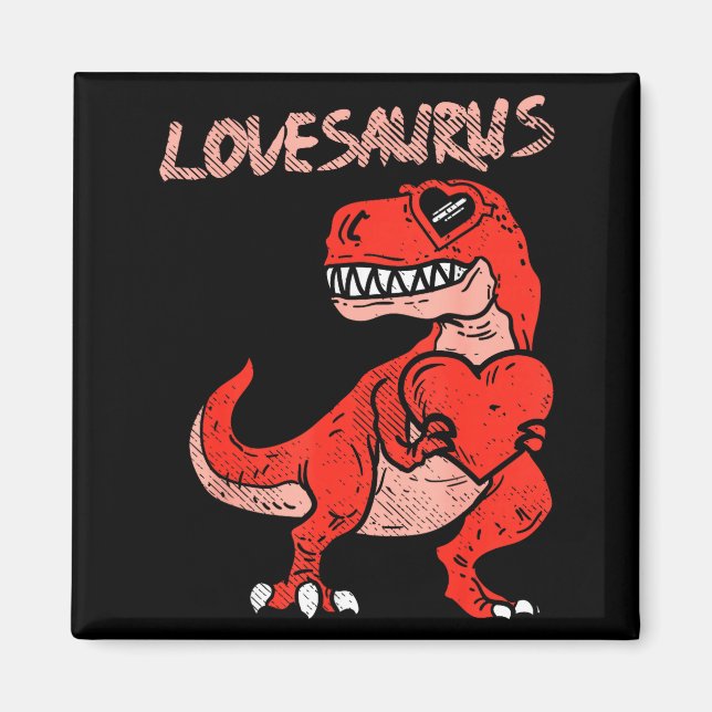 Íman Lovesaurus Trex Dinosaur Heart Cute Valentines Day (Frente)