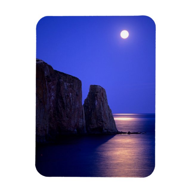Íman Lua ao Crepúsculo | Rocha Perce Costa Gaspe Quebec (Vertical)