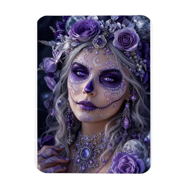 Íman Lua de Ámética Calavera – Dia de Finados Roxo (Vertical)