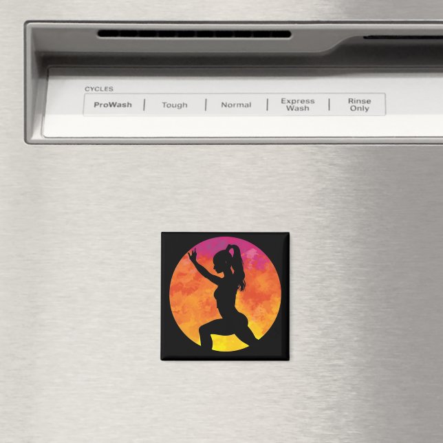 Íman lua de trabalho da moça da silhueta (In Situ (Dishwasher))